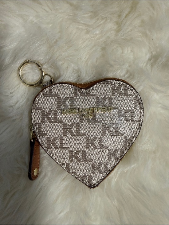 Karl Lagerfeld Accessories - ‼️SOLD ‼️Karl Lagerfeld Beige & Brown Heart Monogram Key Coin Pouch